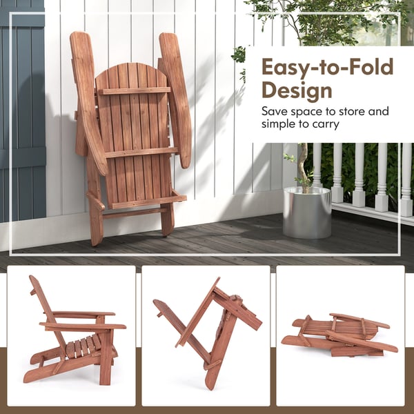 Taitettava Adirondack-tuoli, 35x28x37 tuumaa, ruskea