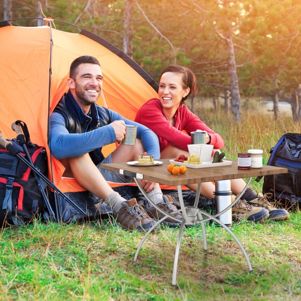 Campingbord, 2 Pakke Foldbart Campingbord, Udtrækkeligt Let Picnicbord, 61x61x47 cm, Natur