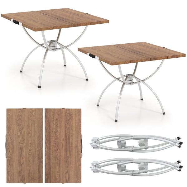 Campingbord, 2 Pakke Foldbart Campingbord, Udtrækkeligt Let Picnicbord, 61x61x47 cm, Natur