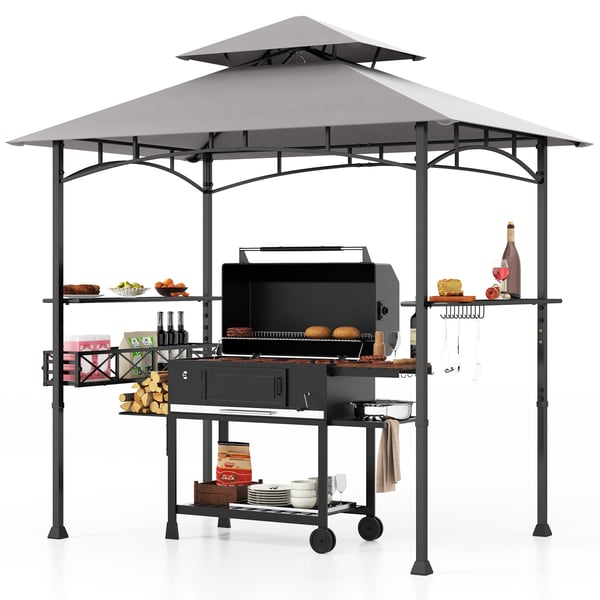 Grillpavillon til BBQ, 242x153 cm, Grå