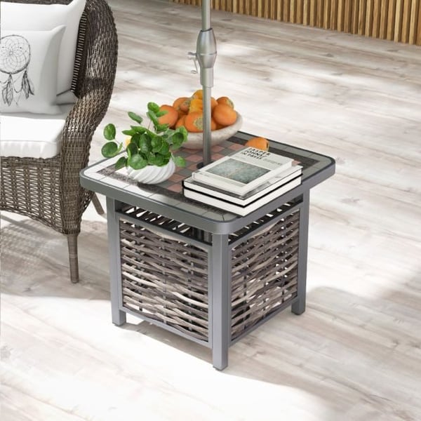 Udendørs sidebord, 55x55x50 cm, Brun