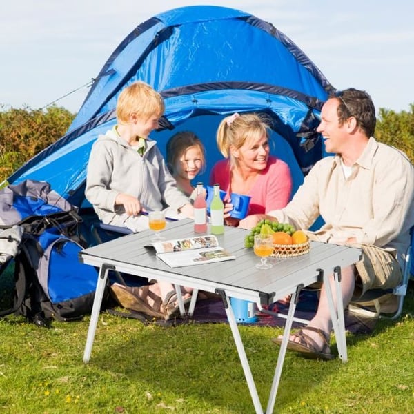 Campingbord, 93x70x48 cm, Sølv