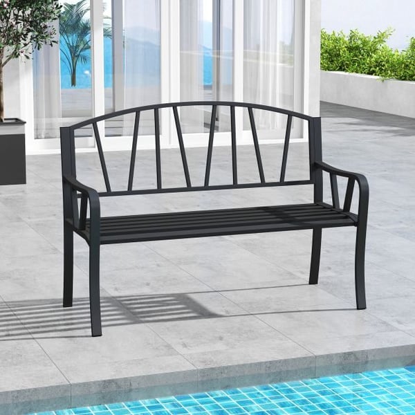 Puutarhapenkki, 53x129x93 cm, Musta