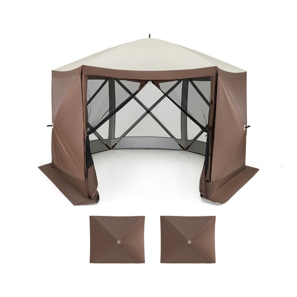 Pop-up pavillon, 11,5x11,5x7,7 ft, Kaffe