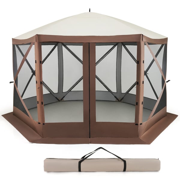 Pop-up pavillon, 11,5x11,5x7,7 ft, Kaffe