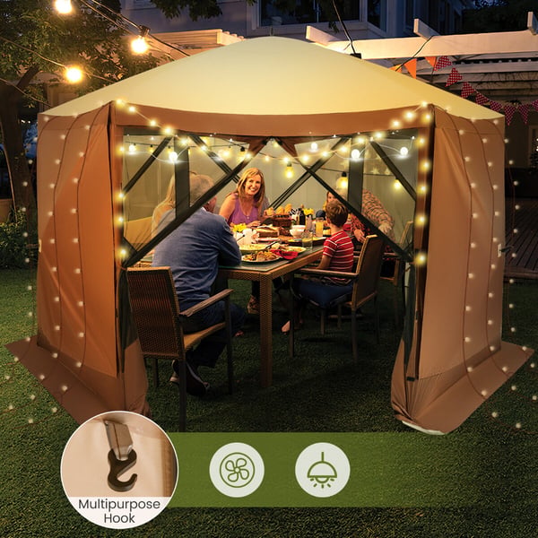 Pop-up pavillon, 11,5x11,5x7,7 ft, Kaffe