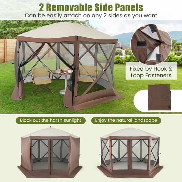 Pop-up pavillon, 11,5x11,5x7,7 ft, Kaffe