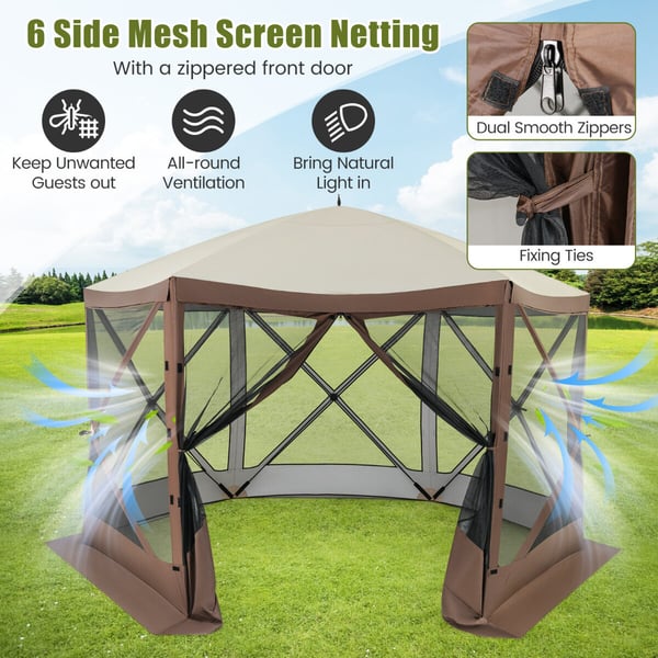 Pop-up pavillon, 11,5x11,5x7,7 ft, Kaffe