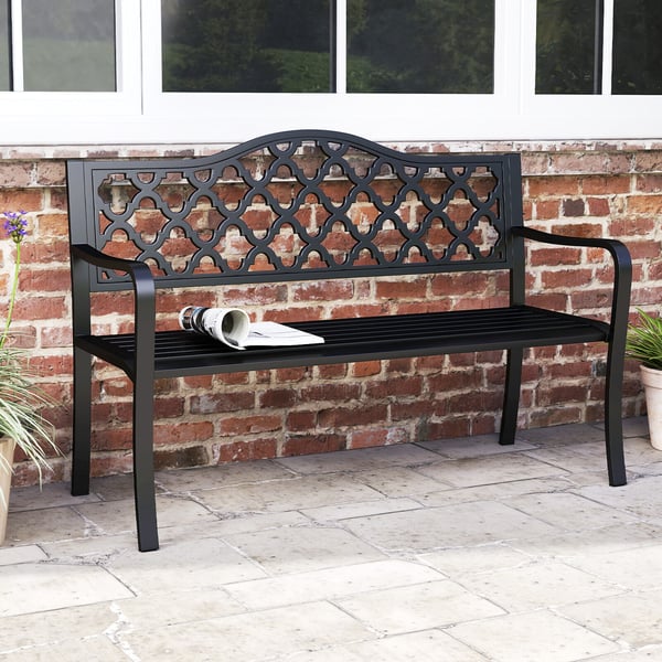Patio Bench, 55×128×89 cm, Musta
