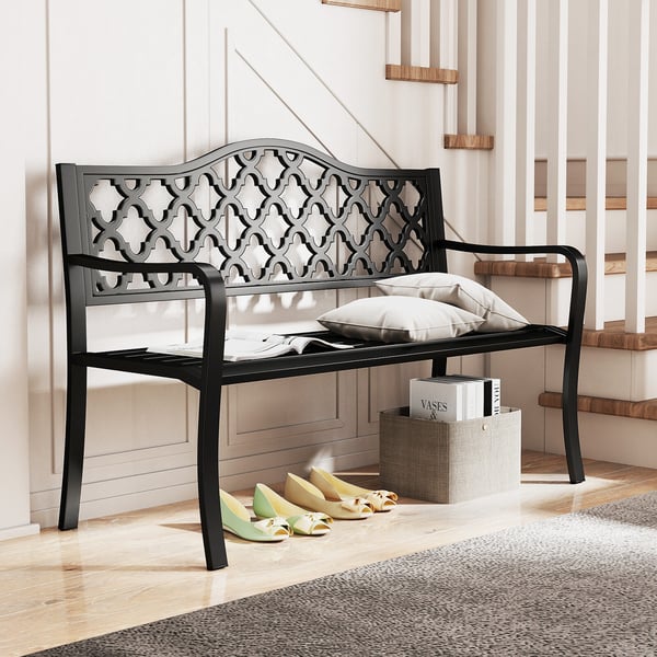 Patio Bench, 55×128×89 cm, Musta
