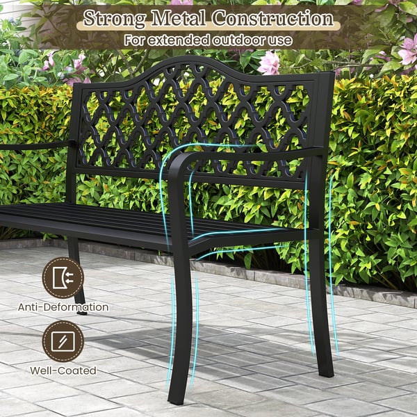 Patio Bench, 55×128×89 cm, Musta
