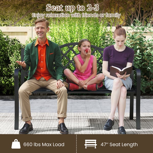 Patio Bench, 55×128×89 cm, Musta