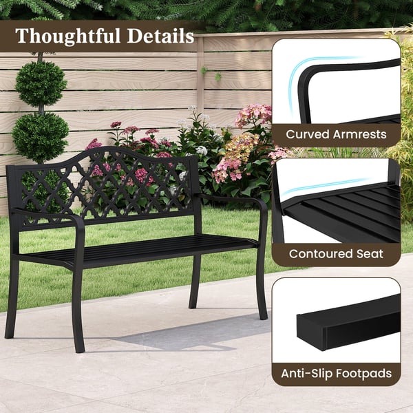 Patio Bench, 55×128×89 cm, Musta