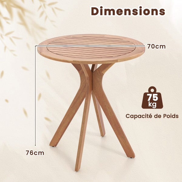 Havebord, 70x76 cm, Naturfarvet