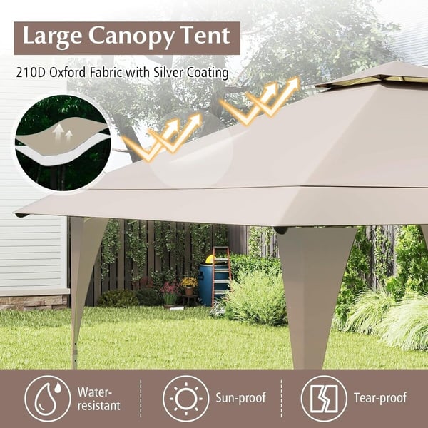 Pop-up pavillon, 395x395x264-284 cm, Khaki