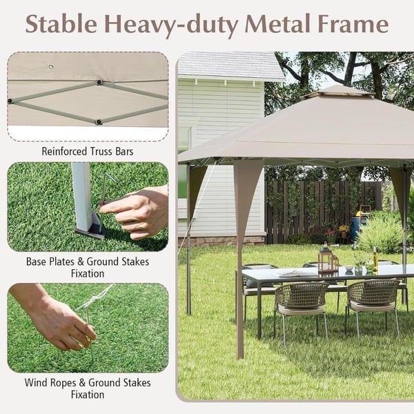 Pop-up pavillon, 395x395x264-284 cm, Khaki