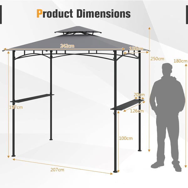 Grill Pavillon, 242x150 cm, Grå