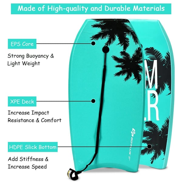 Bodyboard, 104x52x6 cm, Grøn