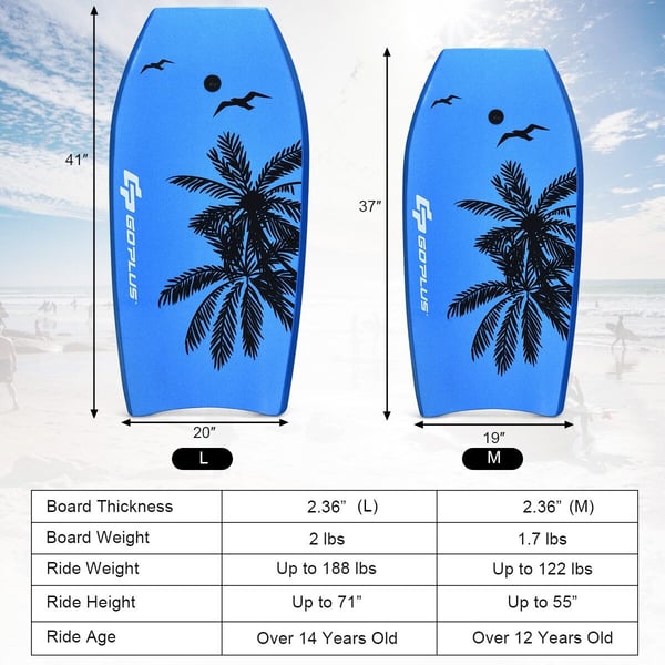Bodyboard, Super Letvægts Bodyboard til Surfing med Line EPS Kerne Boarding-L, 104×51×6 cm