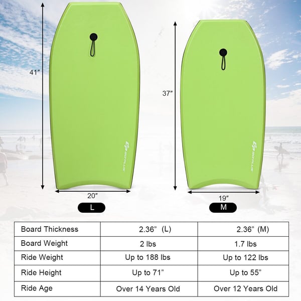Bodyboard, Super Surfing Letvægts Bodyboard med Snor-L, 94×48×6 cm