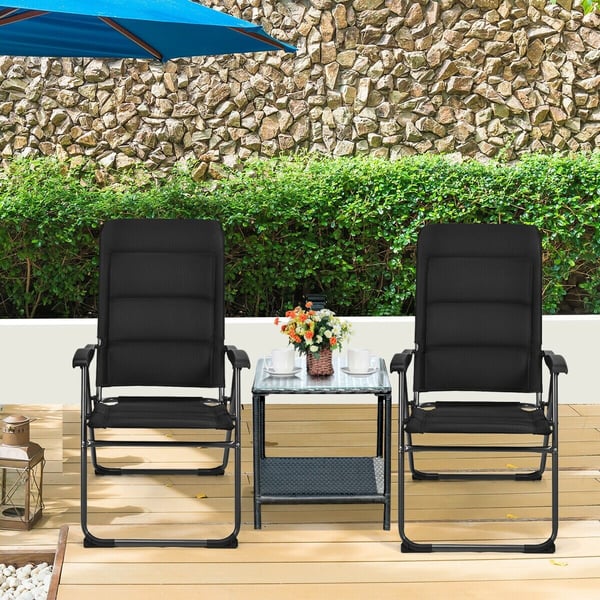Ulkokäyttöön tarkoitetut taitettavat patiotuolit, 71x58x102 cm, Musta
