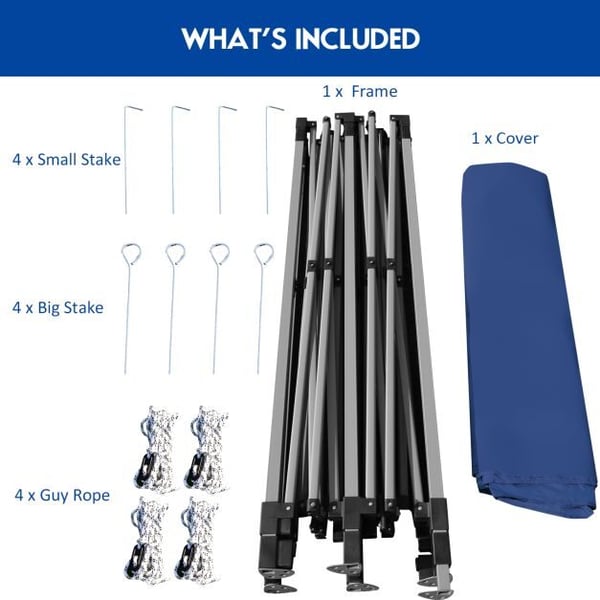 Pop Up Canopy Event Party Tent, 25×25×25 cm-10.5-335 cm, Blå