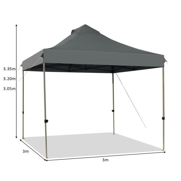 Pop Up Canopy Event Party Tent, 10x10x10-10.5-11 ft, Grå