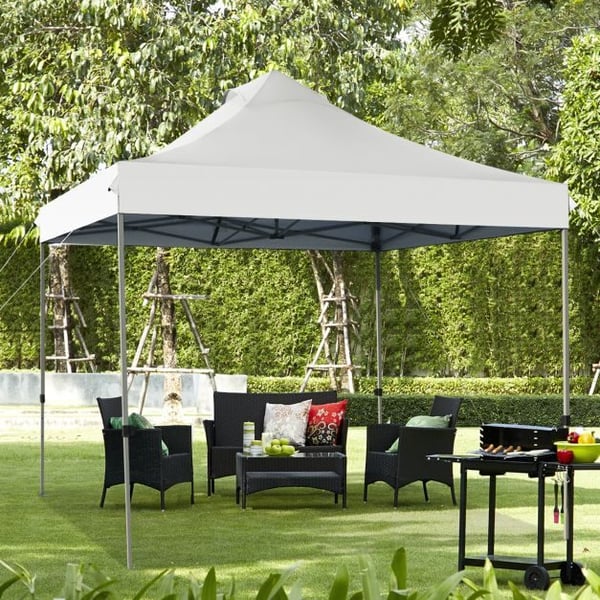 Pop Up Canopy Event Party Tent, 10' x 10' x 10'-10.5'-11', Hvid