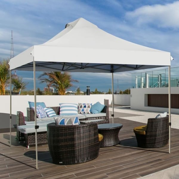 Pop Up Canopy Event Party Tent, 10' x 10' x 10'-10.5'-11', Hvid