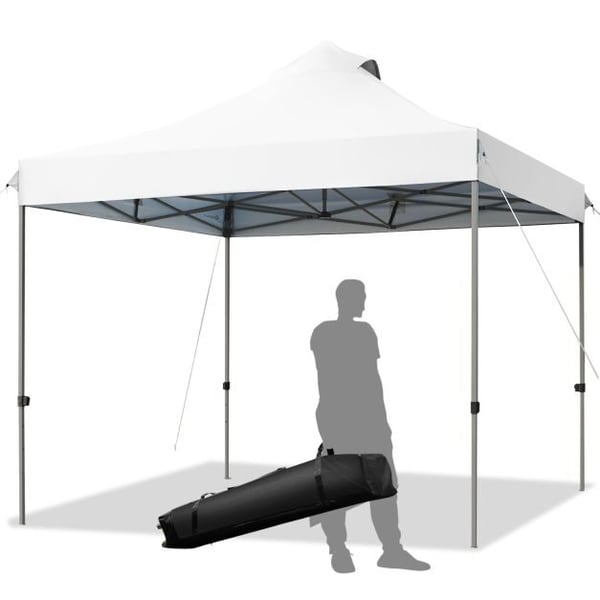 Pop Up Canopy Event Party Tent, 10' x 10' x 10'-10.5'-11', Hvid