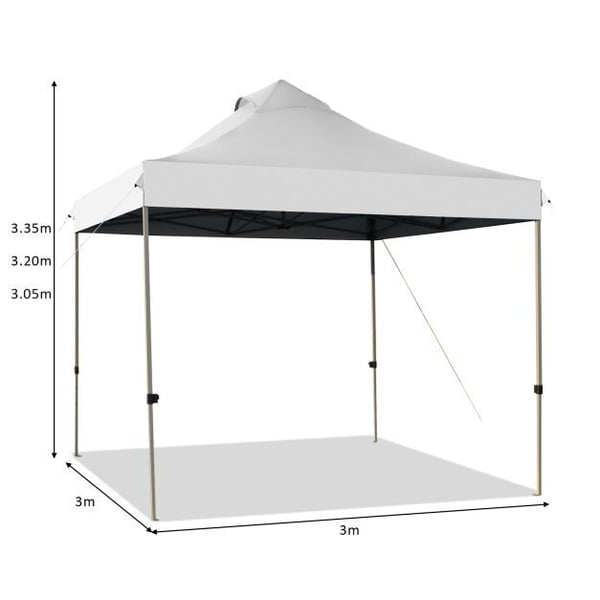 Pop Up Canopy Event Party Tent, 10' x 10' x 10'-10.5'-11', Hvid