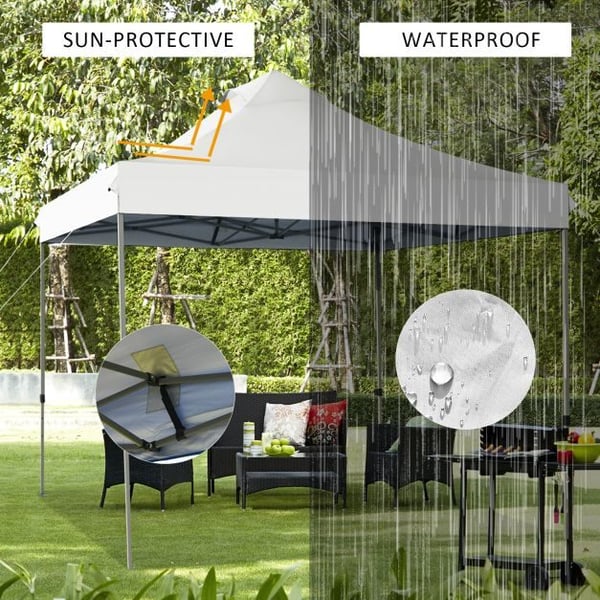 Pop Up Canopy Event Party Tent, 10' x 10' x 10'-10.5'-11', Hvid