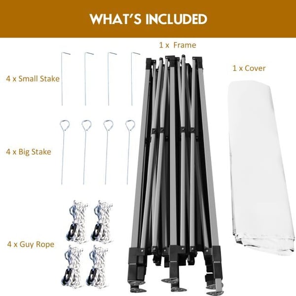 Pop Up Canopy Event Party Tent, 10' x 10' x 10'-10.5'-11', Hvid