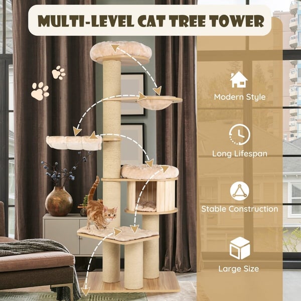 Katte træ, 75x56x191 cm, Beige