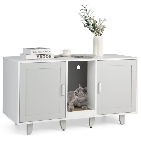 Kattebakke skjul tv-bord, 120x52x65 cm, Grå