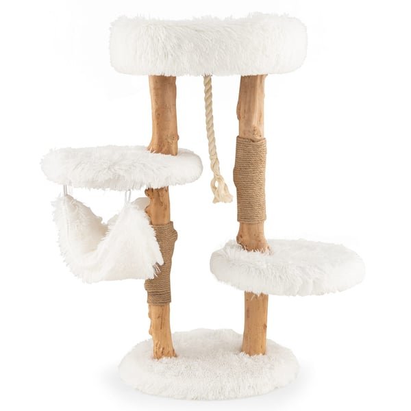 Katte tårn, 42×42×86 cm, Naturhvid