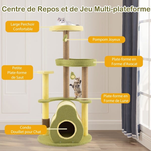 Katte træ, 59x59x124 cm, Multifarvet