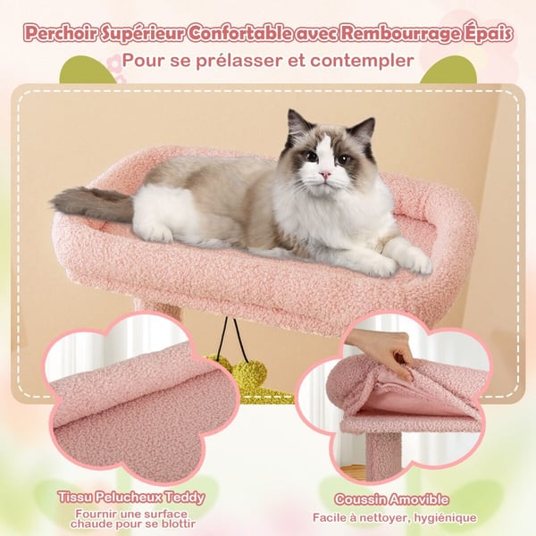 Katte træ, 58 høj multi-level æstetisk blomstrende killinge tårn, 89×48×147 cm, pink