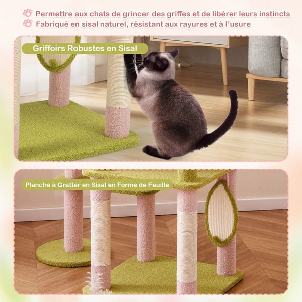 Katte træ, 58 høj multi-level æstetisk blomstrende killinge tårn, 89×48×147 cm, pink