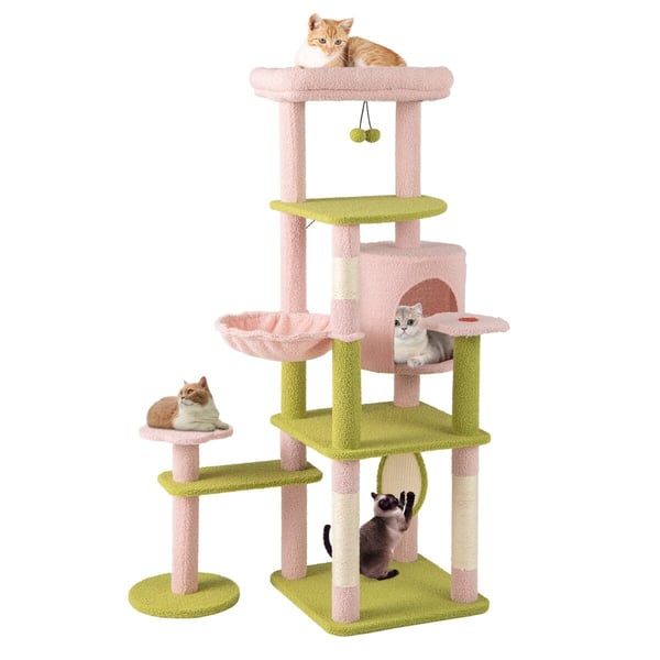 Katte træ, 58 høj multi-level æstetisk blomstrende killinge tårn, 89×48×147 cm, pink
