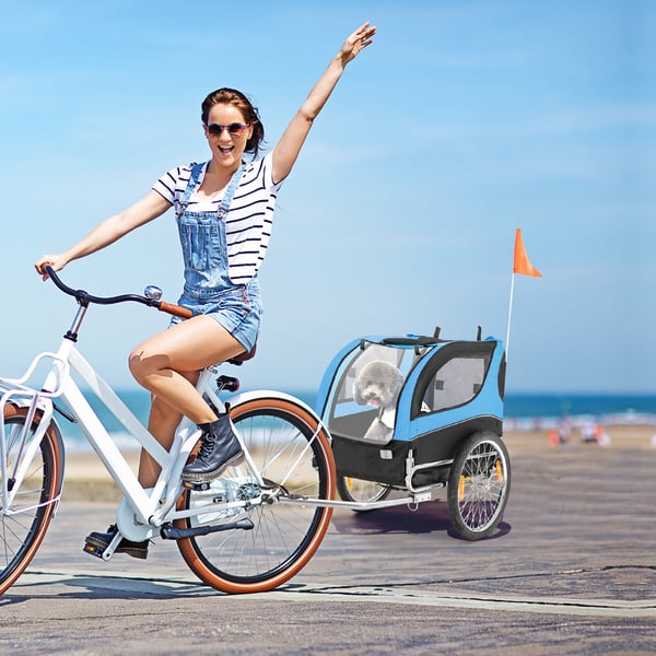 Kæledyrs cykeltrailer, 135x59x95 cm, Sort, Rød