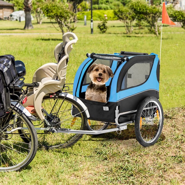 Kæledyrs cykeltrailer, 135x59x95 cm, Sort, Rød