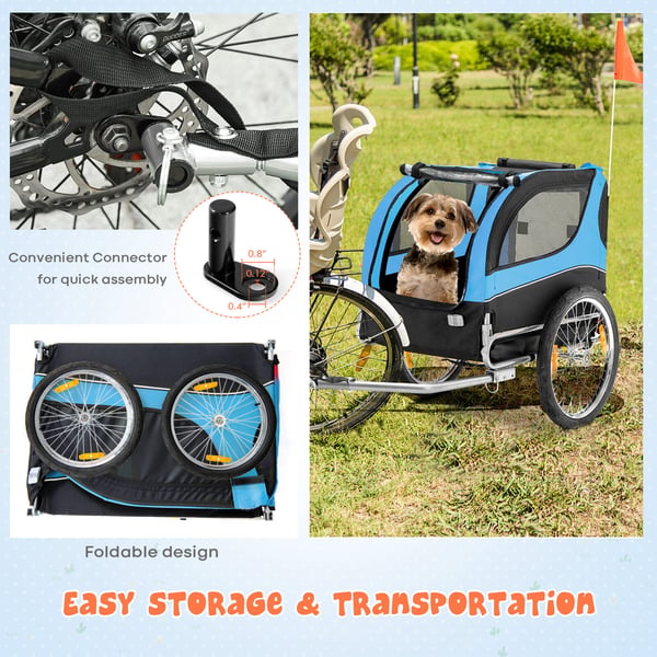 Kæledyrs cykeltrailer, 135x59x95 cm, Sort, Rød