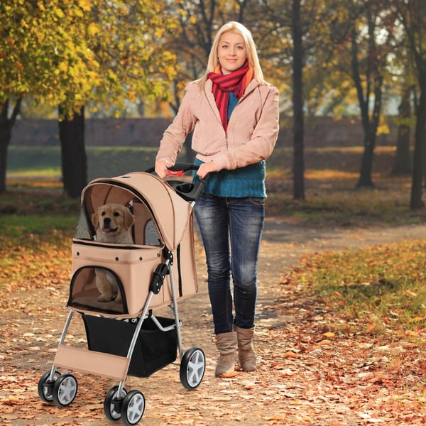 Kæledyrs klapvogn, 81x45x101 cm, Beige Kæledyrs klapvogn, 81x45x101 cm, Beige