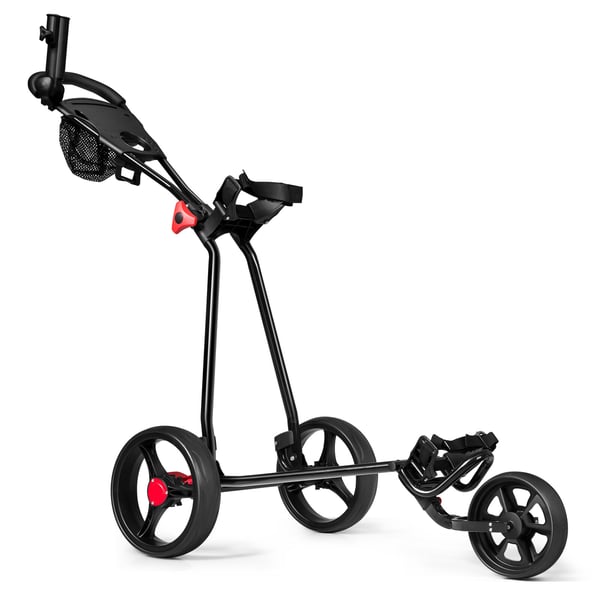 Golfvogn, Costway 3 Hjul Sammenklappelig, 134x60x116 cm, Sort