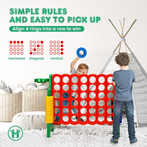 Jättipelin setti, 2,5 jalkaa 4-to-Score, 84×33×76 cm, vihreä/sininen