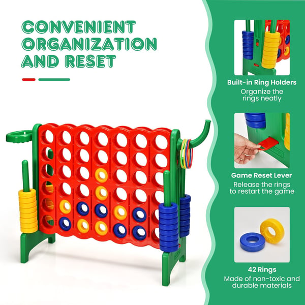 Jättipelin setti, 2,5 jalkaa 4-to-Score, 84×33×76 cm, vihreä/sininen
