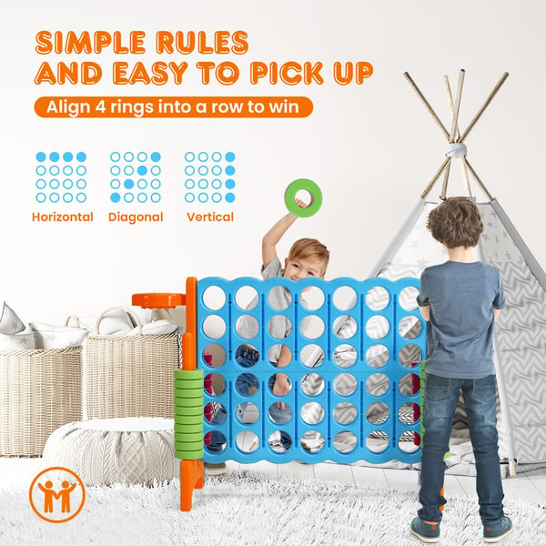 Kæmpe Spil Sæt, 2,5ft 4-i-Række, 33x13x30 in, Grøn/Blå