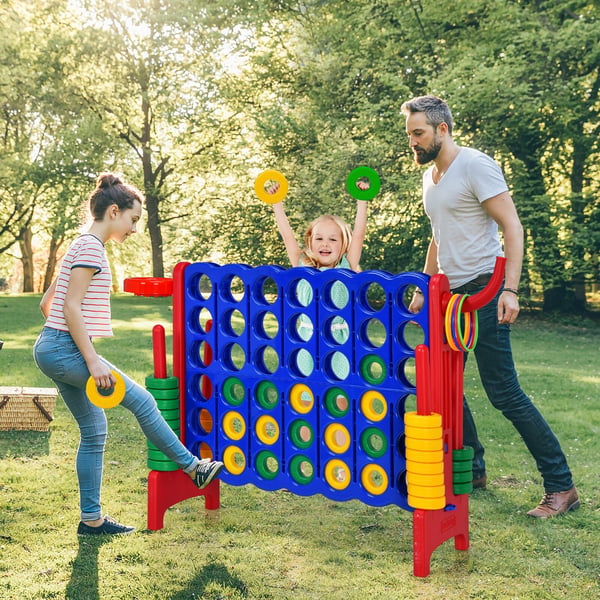Jättipelin setti, 2,5 jalkaa 4-to-Score, 84×33×76 cm, vihreä/sininen