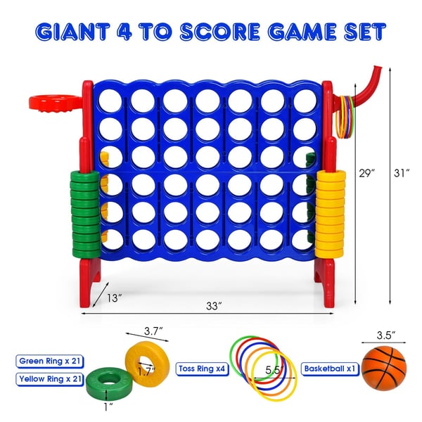 Jättipelin setti, 2,5 jalkaa 4-to-Score, 84×33×76 cm, vihreä/sininen
